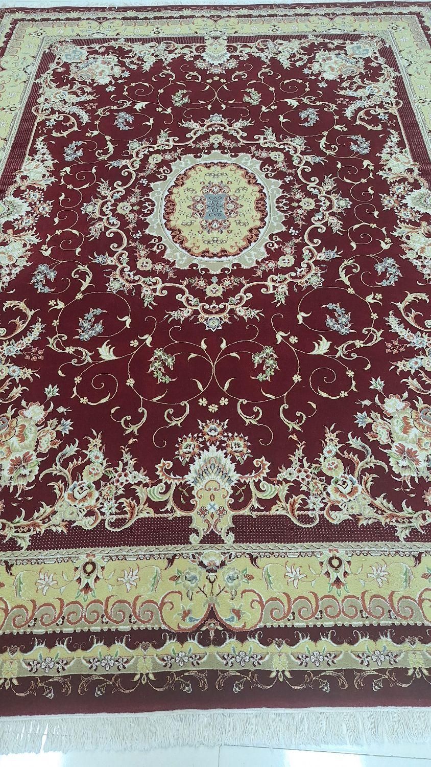 یک تخته فرش12متری تمام نخ کرم زرشکی|فرش|ایلام, |دیوار