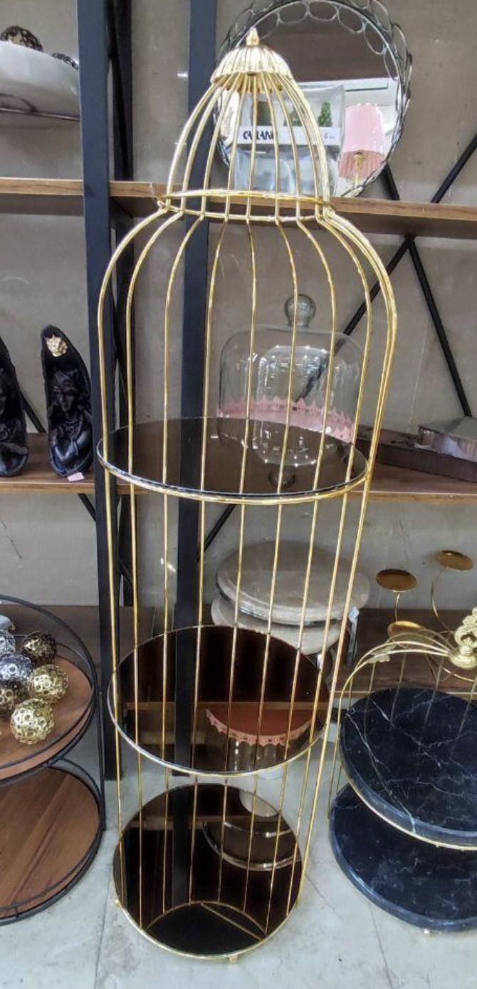 استند قفس تزئینی و دکوری کنار سالنی فلزی سه طبقه|بوفه، ویترین، کنسول|آفتاب, |دیوار