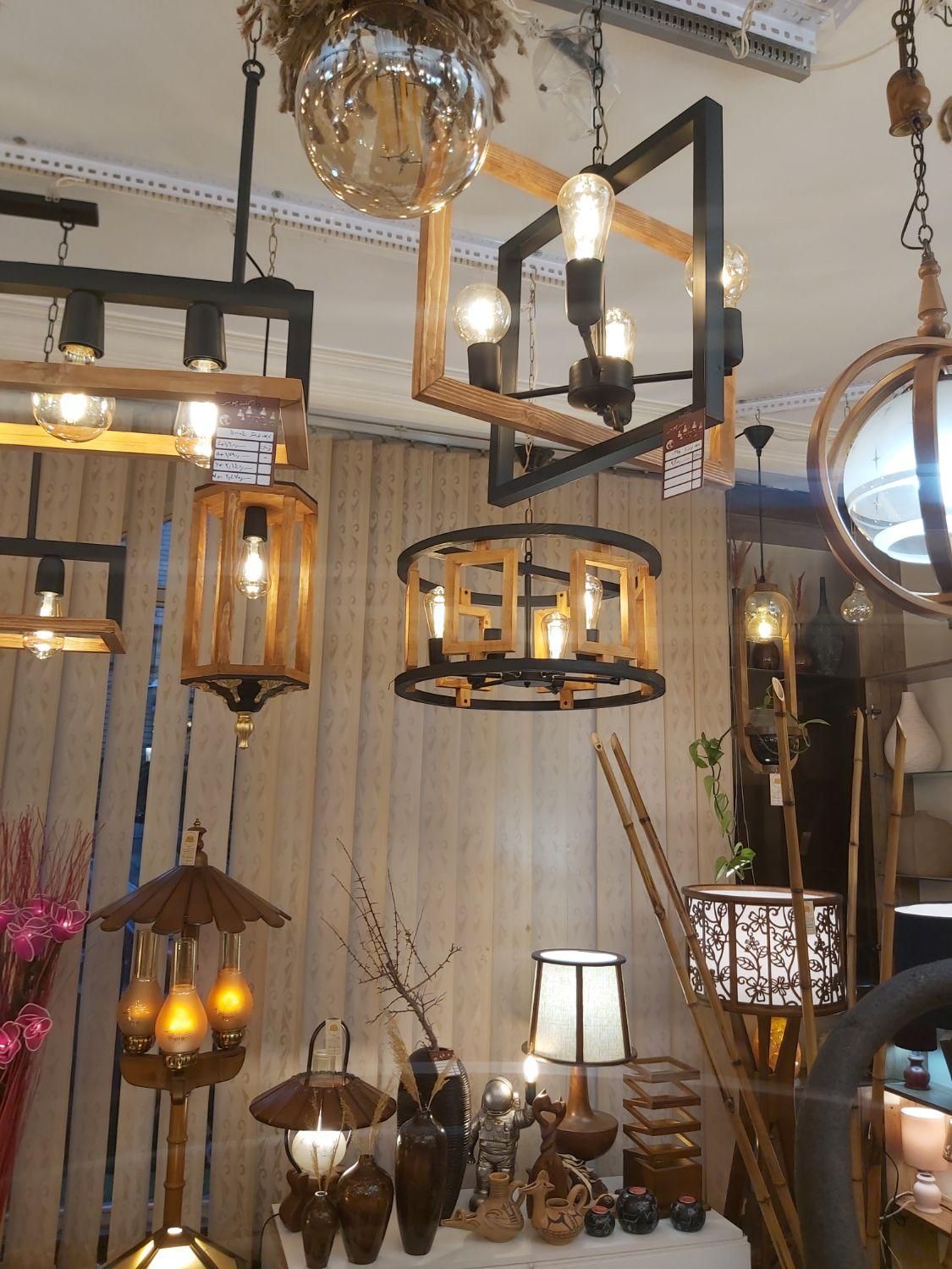 لوستر مدرن چوب و فلز|لوستر و چراغ آویز|اصفهان, مصلی|دیوار