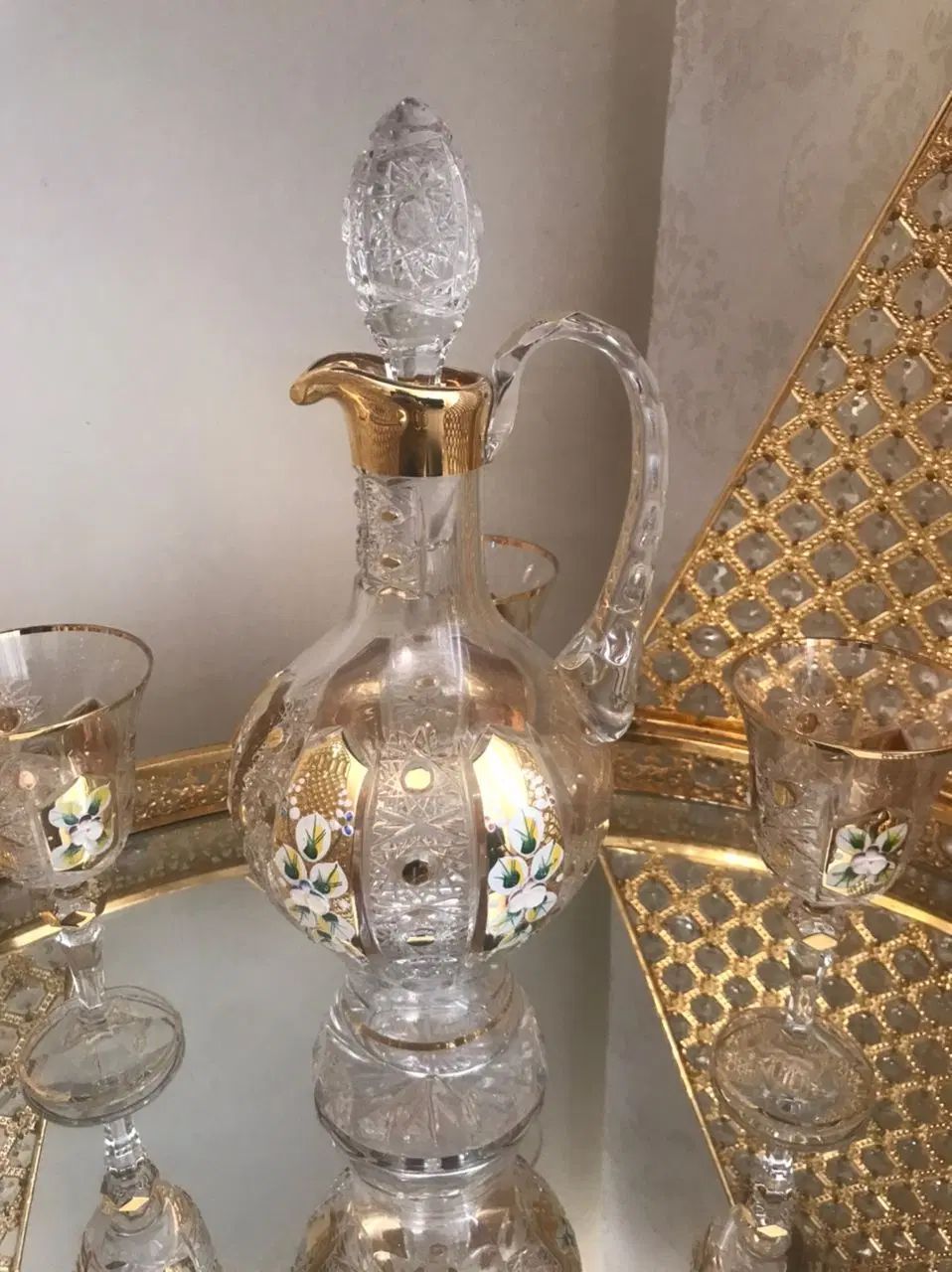 تنگ و سه تا گیلاس خوری طلا گوب اصل دست ساز قدیمی|کلکسیون اشیاء عتیقه|تهران, سلسبیل جنوبی|دیوار