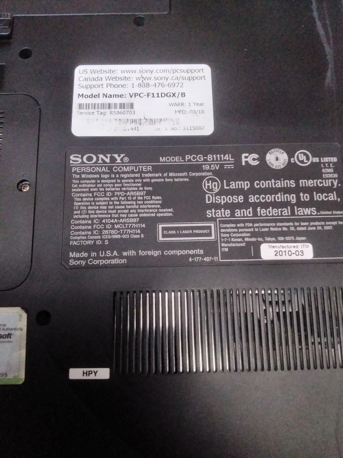 لپتاپ SONY Cor i7 8G امریکایی SSD|رایانه همراه|تهران, شمیران‌نو|دیوار