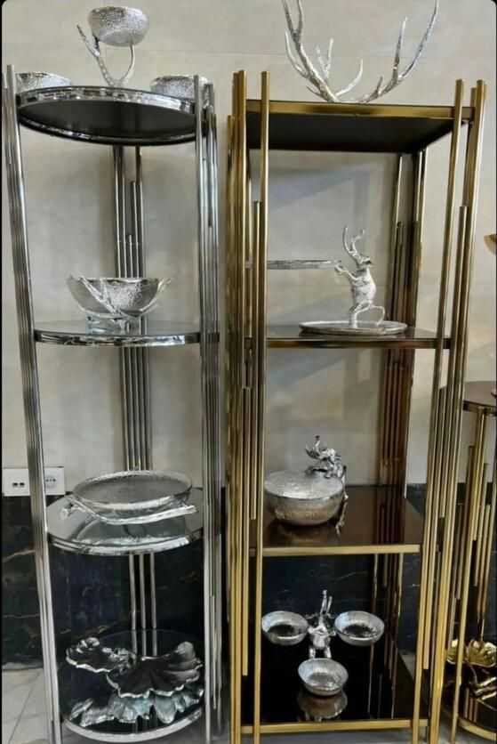 استند ویترین بوفه فلزی دکوری چهارطبقه پیانو مربع|بوفه، ویترین، کنسول|آفتاب, |دیوار