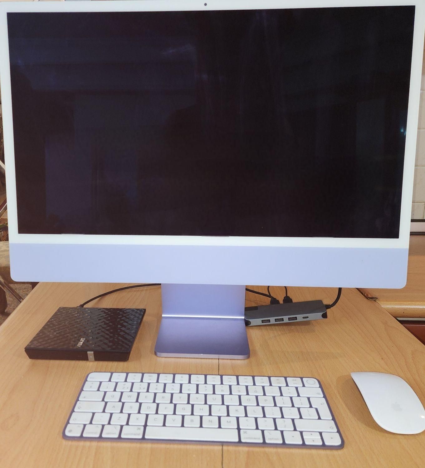 فروش iMac 24 اینچ 2021 با تراشه M1 رنگ بنفش یاسی|رایانه رومیزی|رشت, گلسار|دیوار
