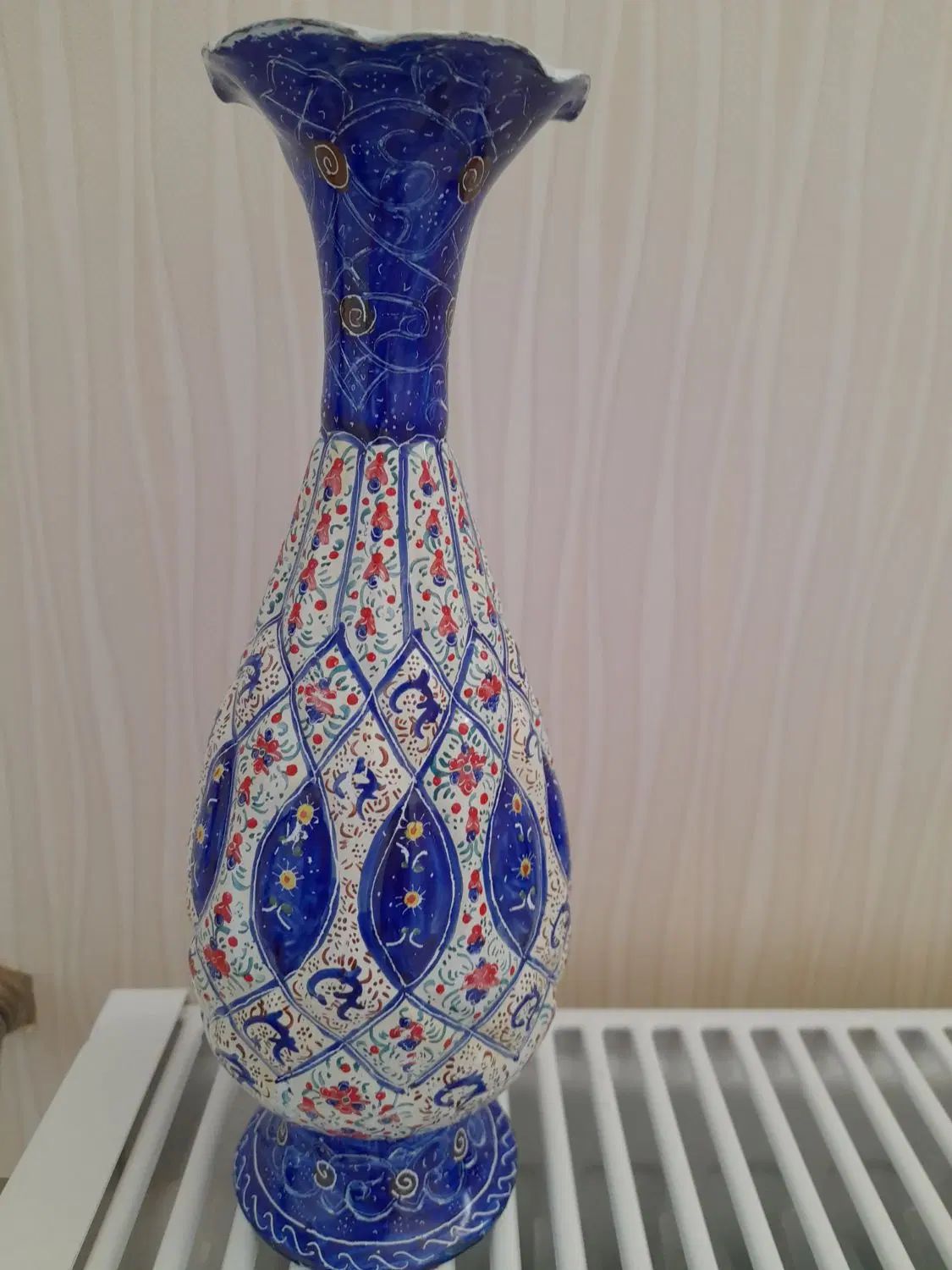 گلدان مسی الماس تراش و گلدان و بشقاب میناکاری|صنایع دستی و سایر لوازم تزئینی|اصفهان, سیچان|دیوار