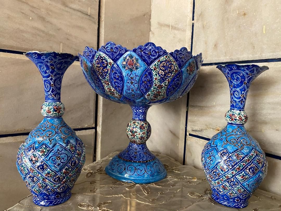 تنگ و بستنی خوری مینا کاری مسی|صنایع دستی و سایر لوازم تزئینی|اصفهان, جاوان|دیوار