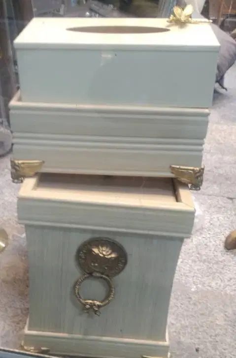 ست سطل و  جا دستمال کاغذی در ۲رنگ طوسی و کرم|صنایع دستی و سایر لوازم تزئینی|تهران, شکوفه (عبدل آباد)|دیوار