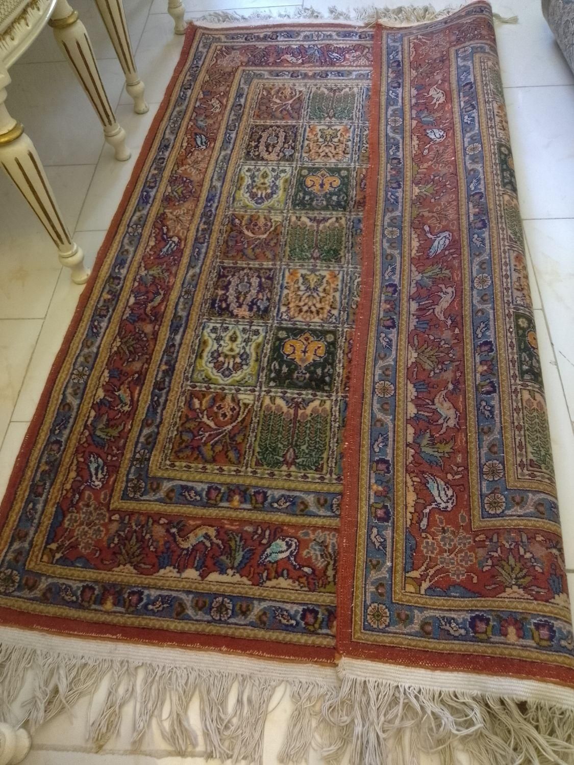 قالیچه پنبه دستباف ذرع و نیم صادراتی|فرش|پردیس, فاز ۲|دیوار