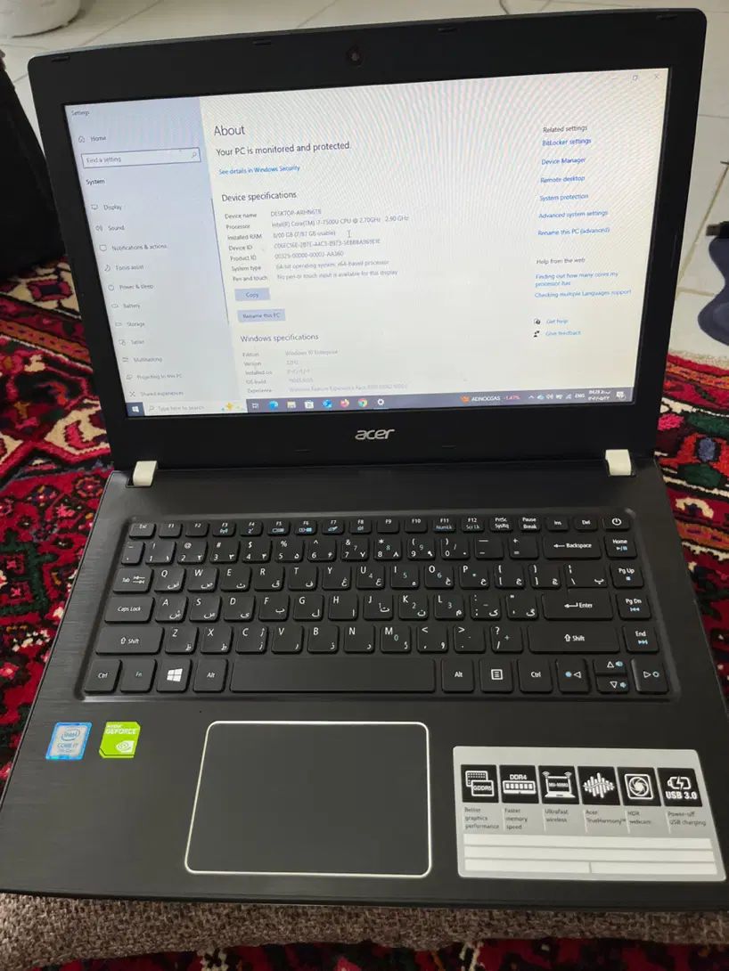 Acer i7-ram8-256ssd-1trHDD-GeForce940mx|رایانه همراه|اصفهان, پروین|دیوار