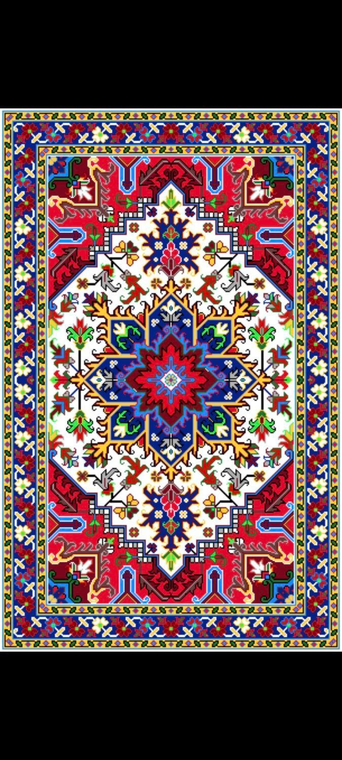 زیرپایی با دار قالی نقشه سنتی و عددی|تابلو فرش|قم, سراجه (۱۵ خرداد)|دیوار