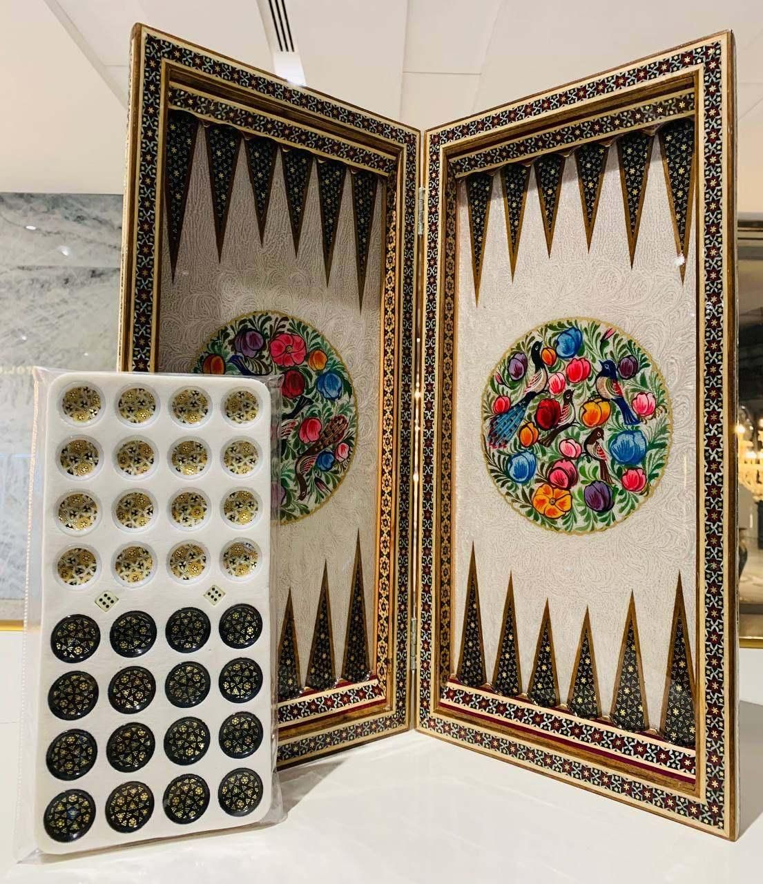 تخته نرد خاتم کاری طرح گل و طاووس|اسباب‌‌بازی|تهران, چیتگر جنوبی|دیوار