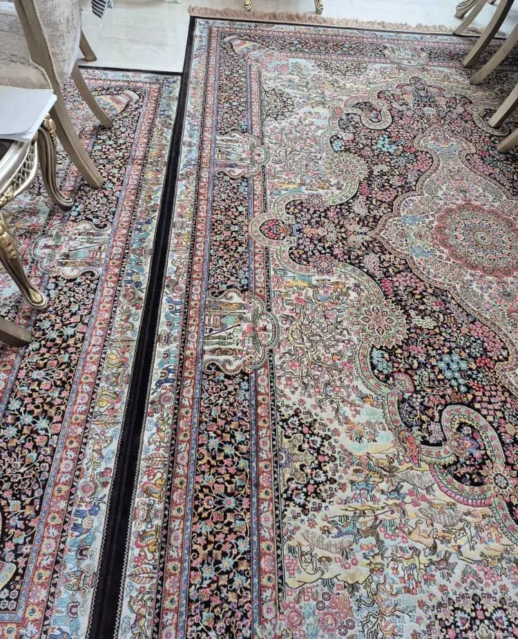 فرش فرهی باغ بهشت،کم کارکرده،دراندازههای۹متر،۴متر|فرش|لنگرود, |دیوار