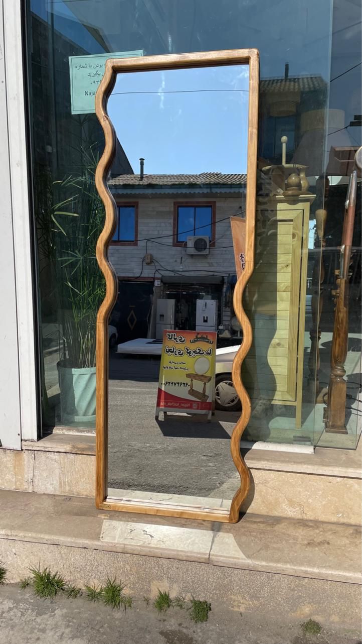 آینه قدی چوبی دفرمه طرح موج(تولیدکننده ی مستقیم)|آینه|رشت, پیرکلاچای|دیوار
