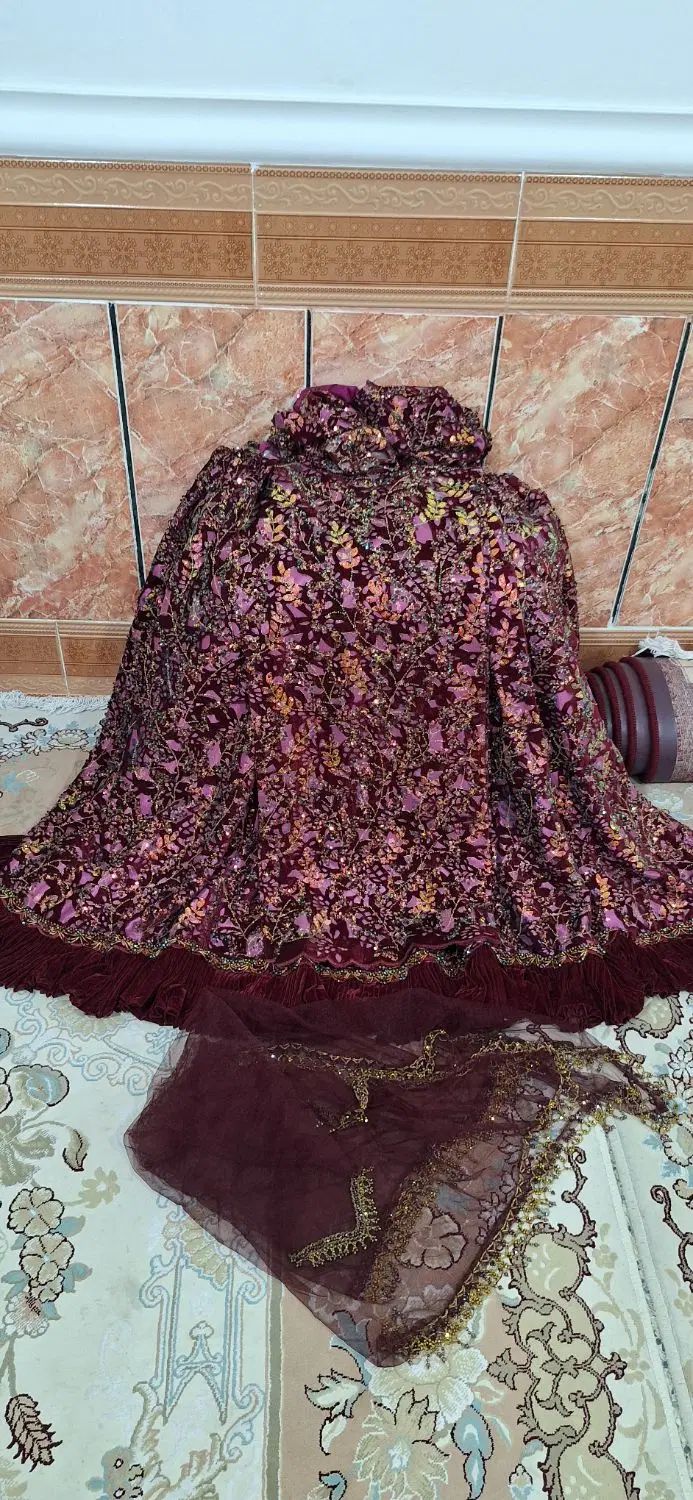 فروش لباس مخمل تور ملیله دوز همراه با روسری|لباس|یاسوج, |دیوار