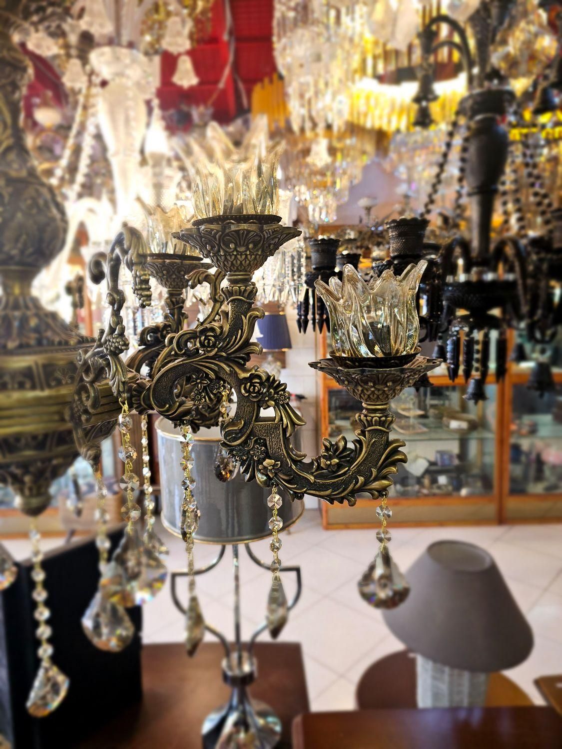 برنزی۱۰ شعله سایز بزرگ|لوستر و چراغ آویز|کرمان, |دیوار