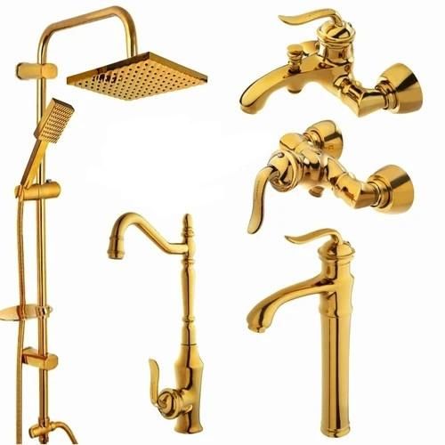 ست ۶ پارچه شیرالات کروم و طلایی مات با علم شیپوری|مصالح و تجهیزات ساختمان|تبریز, |دیوار