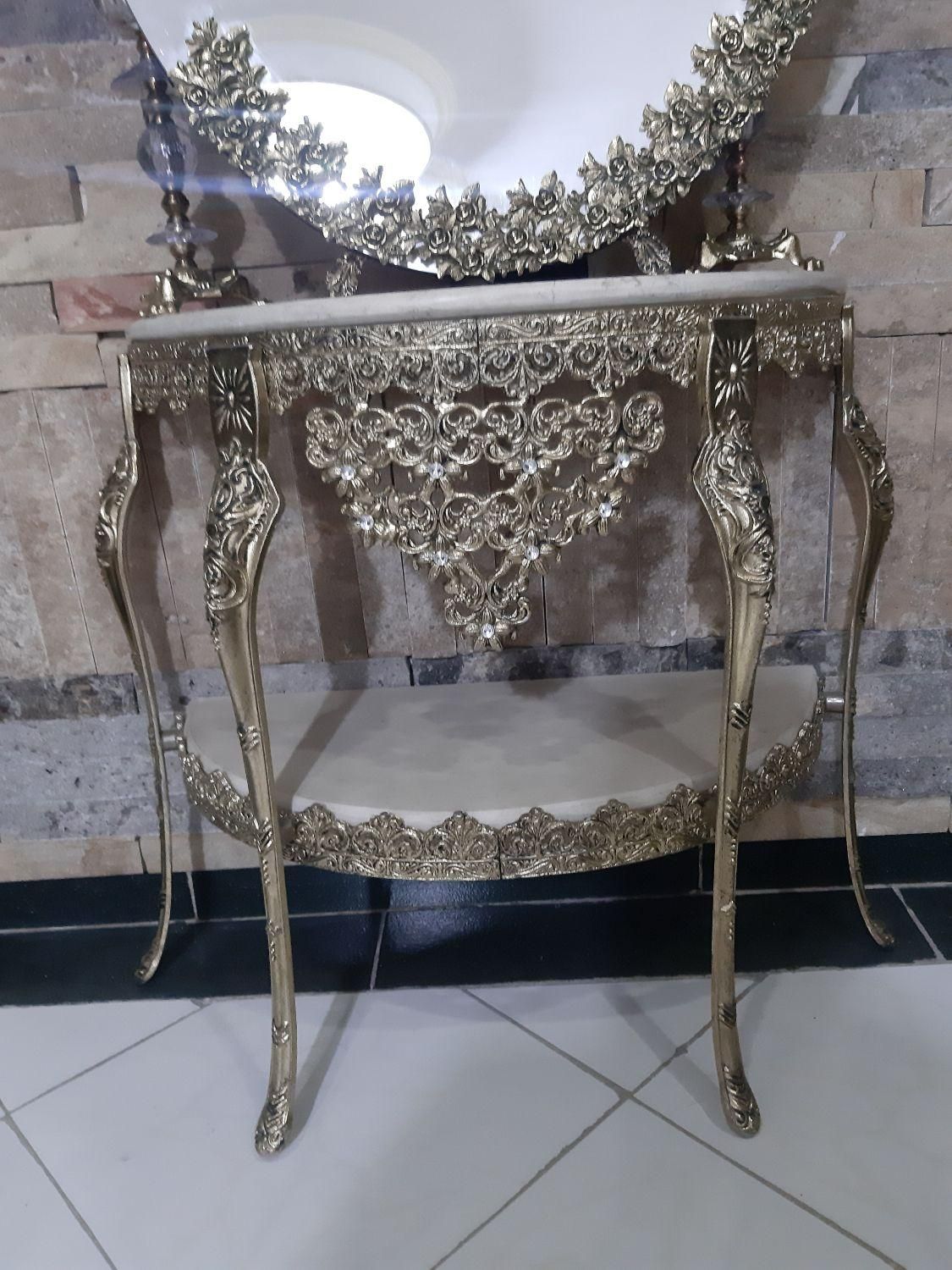 آینه تمام برنز با میز و شمعدان|آینه|ملارد, |دیوار