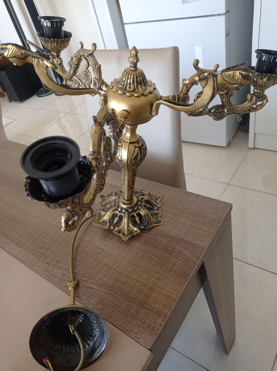 لوستر برنز سه شاخه|لوستر و چراغ آویز|سنندج, |دیوار