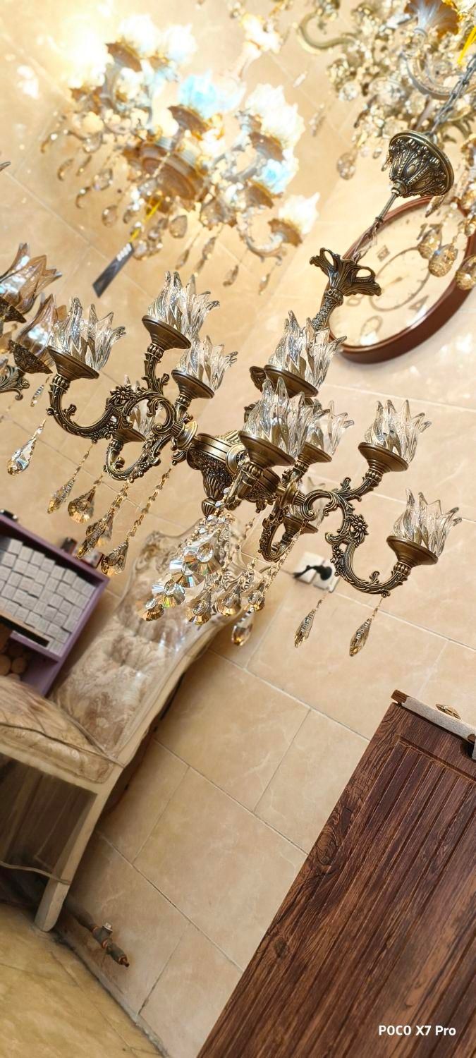 لوستر دوگل بزرگ ۴ شاخه ۸ لامپه (اصل/طوق بزرگ ساده)|لوستر و چراغ آویز|تبریز, |دیوار