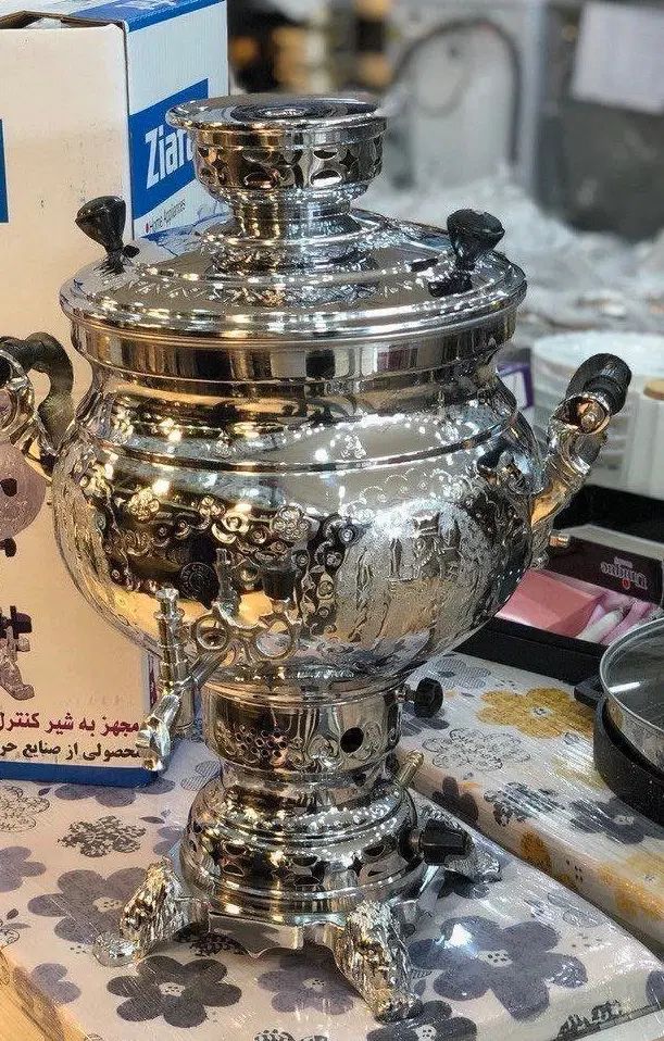 سماور ۹ لیتری کوره دار ورق ضخیم قلمکاری شده آکبند|سماور، چای‌ساز، قهوه‌ساز|تهران, آبشار|دیوار