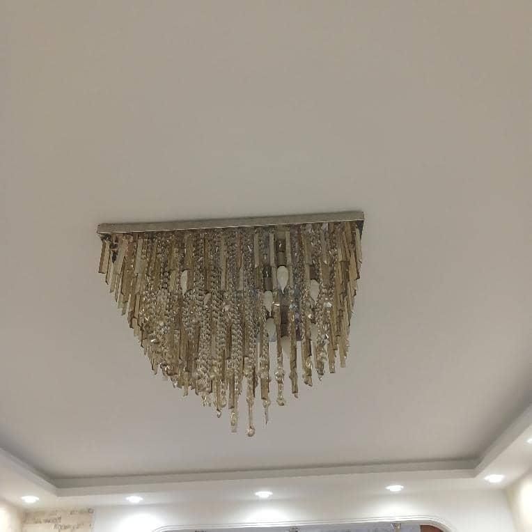 لوستربدنه فلزی شاخه کریستالی|لوستر و چراغ آویز|قدس, |دیوار