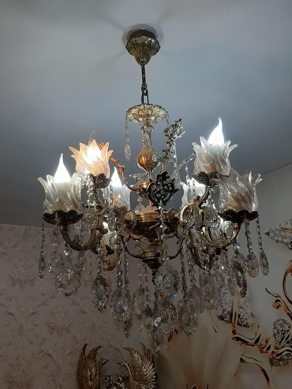 لوستر برنجی|لوستر و چراغ آویز|قرچک, |دیوار