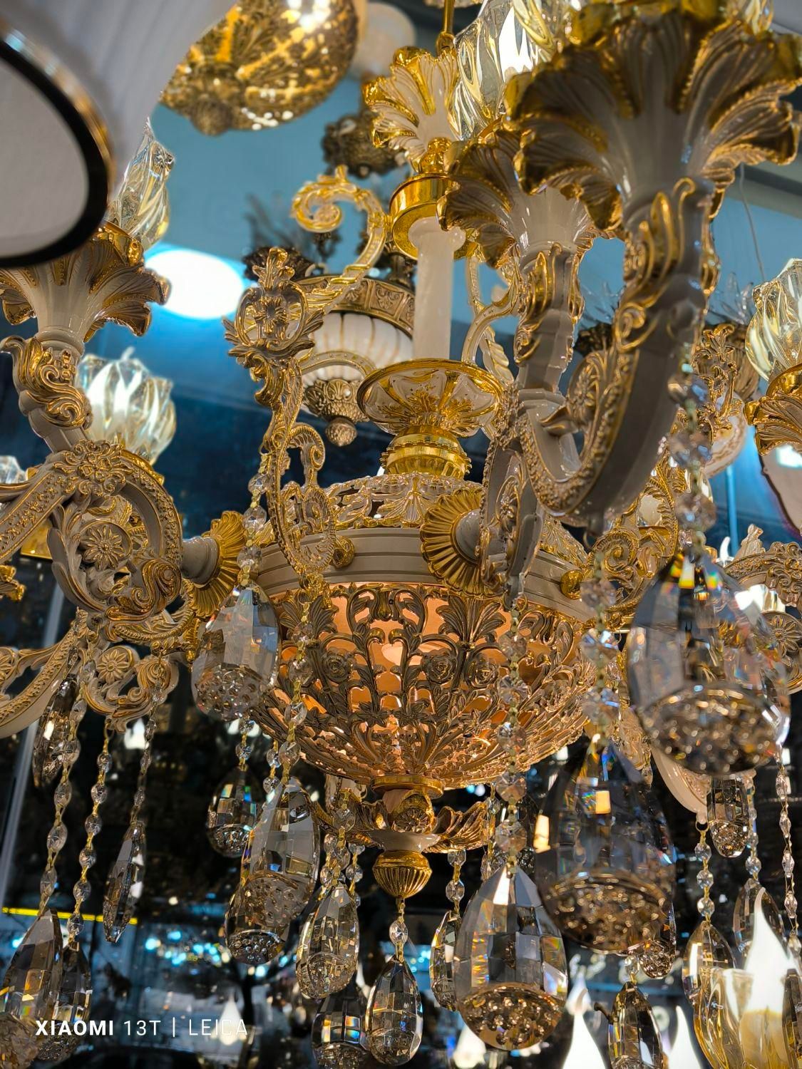 لوستر میخک بزرگ 6شاخه 15 لامپه طلاکوب ۲توری ۲طبقه|لوستر و چراغ آویز|تبریز, |دیوار