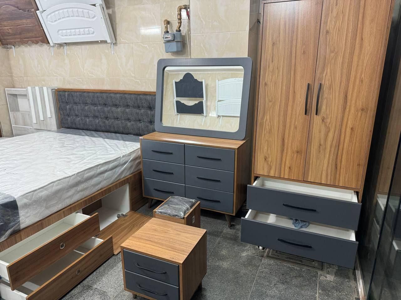 سرویس خواب تمام mdf مشکی/ فروشگاه تخت و تشک آرام|تخت و سرویس خواب|کرج, منظریه|دیوار