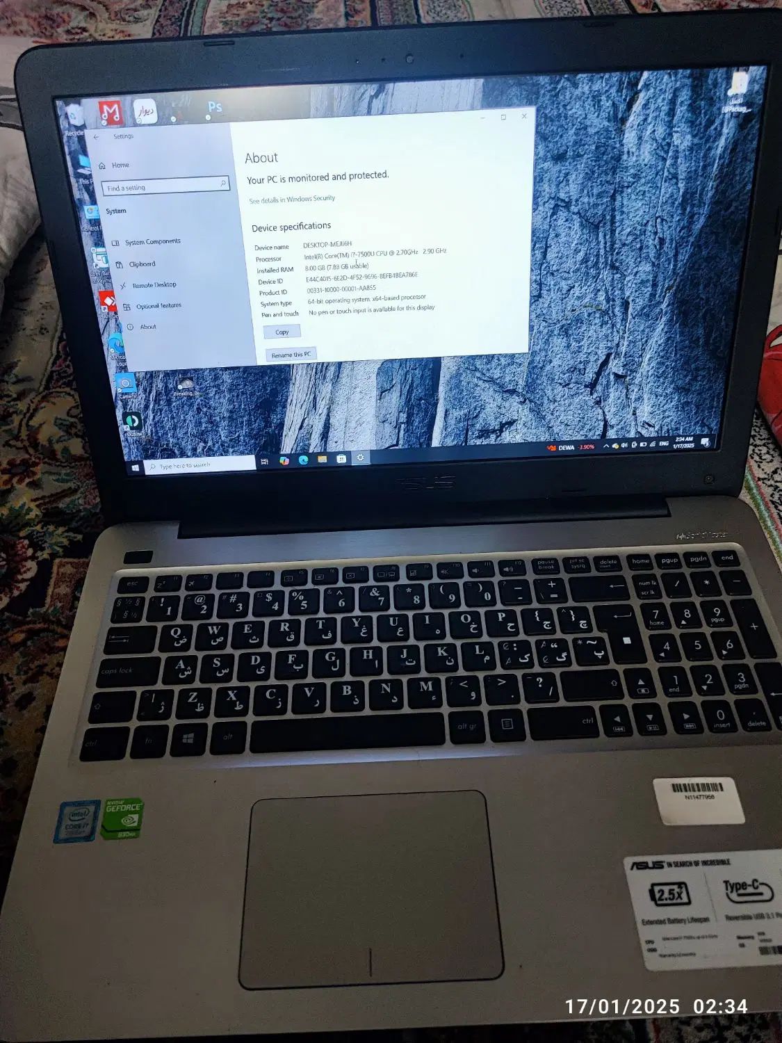 لپ تاپ ایسوس مدل R558u حافظه 256ssd|رایانه همراه|تهران, افسریه شمالی|دیوار