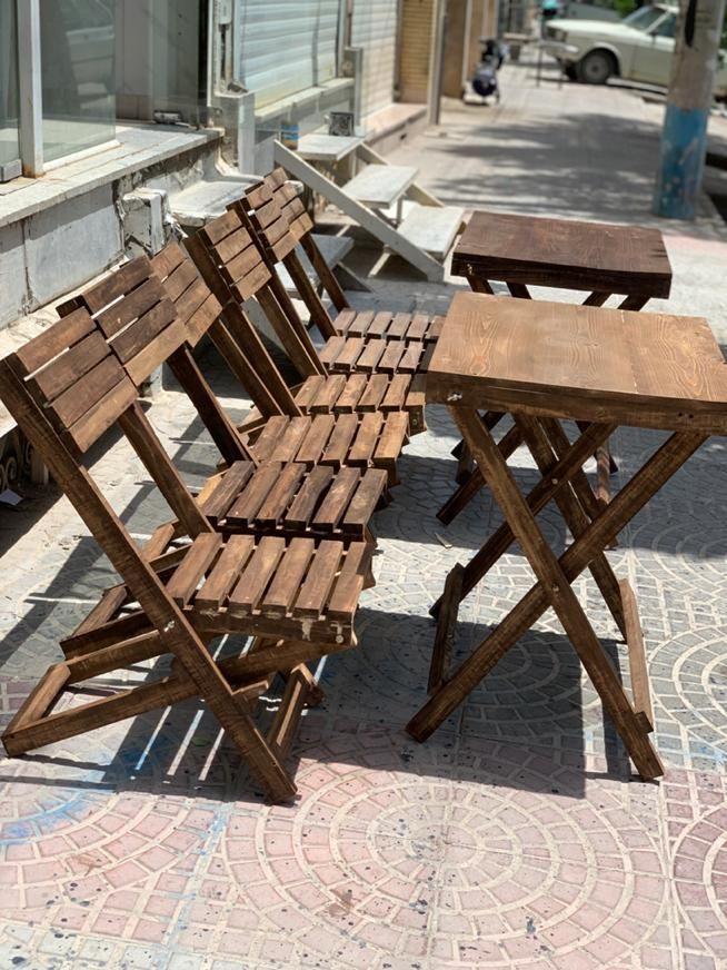 میز صندلی چوبی تاشو|میز و صندلی غذاخوری|کرمان, |دیوار