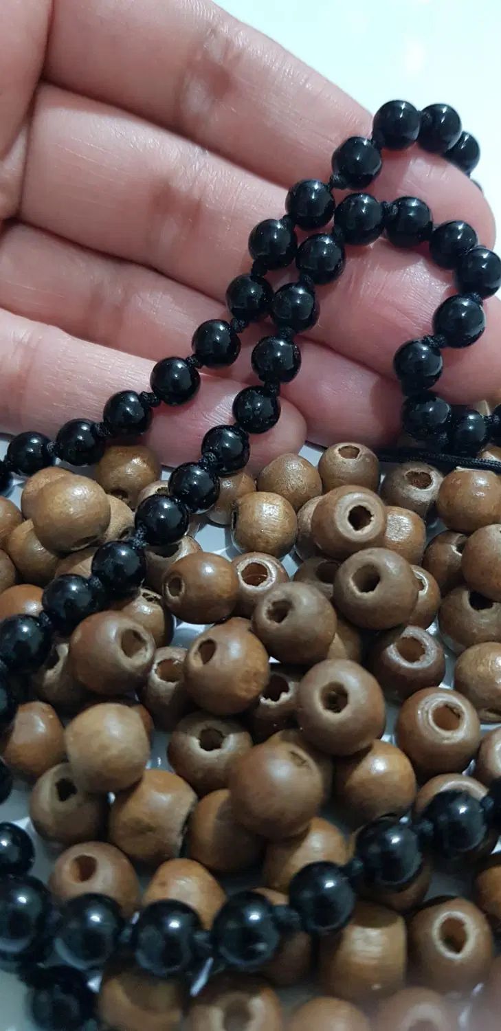 مهره چوبی و سنگ طبیعی اونیکس (عقیق سیاه) اصل|جواهرات|تهران, اقدسیه|دیوار
