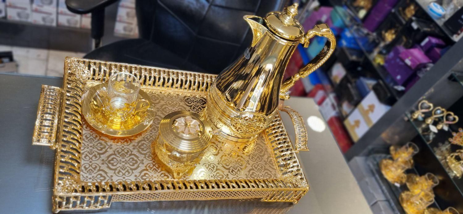 جهیزیه آبطلا چاییخوری سینی و فلاکس سلطنتی اماراتی|صنایع دستی و سایر لوازم تزئینی|مشهد, امام رضا (ع)|دیوار