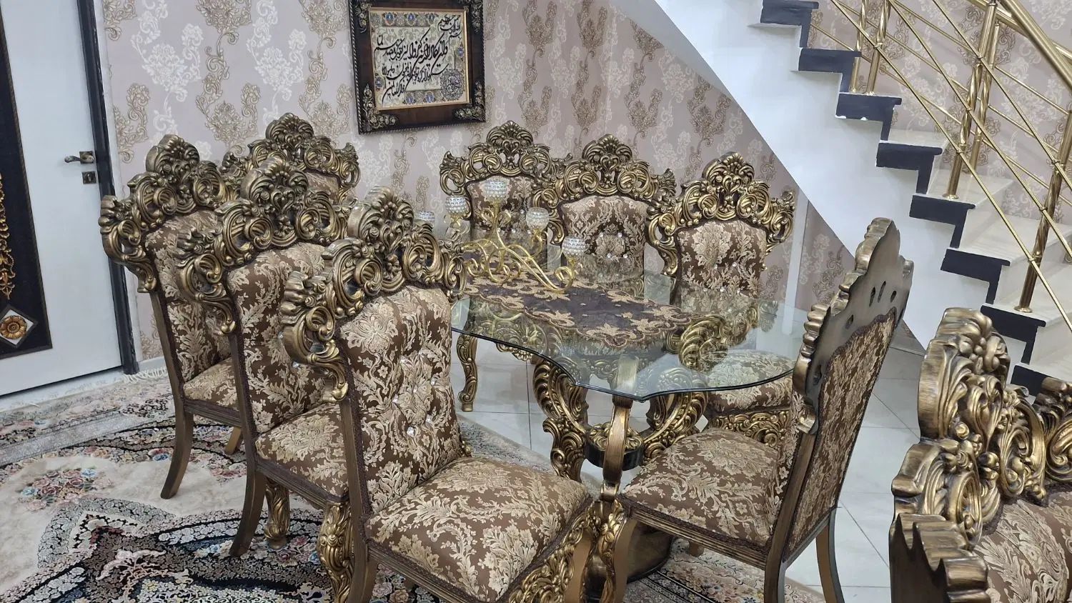 مبل و نهار خوری سلطنتی چوب استیل اصل|مبلمان خانگی و میز عسلی|کرمانشاه, |دیوار