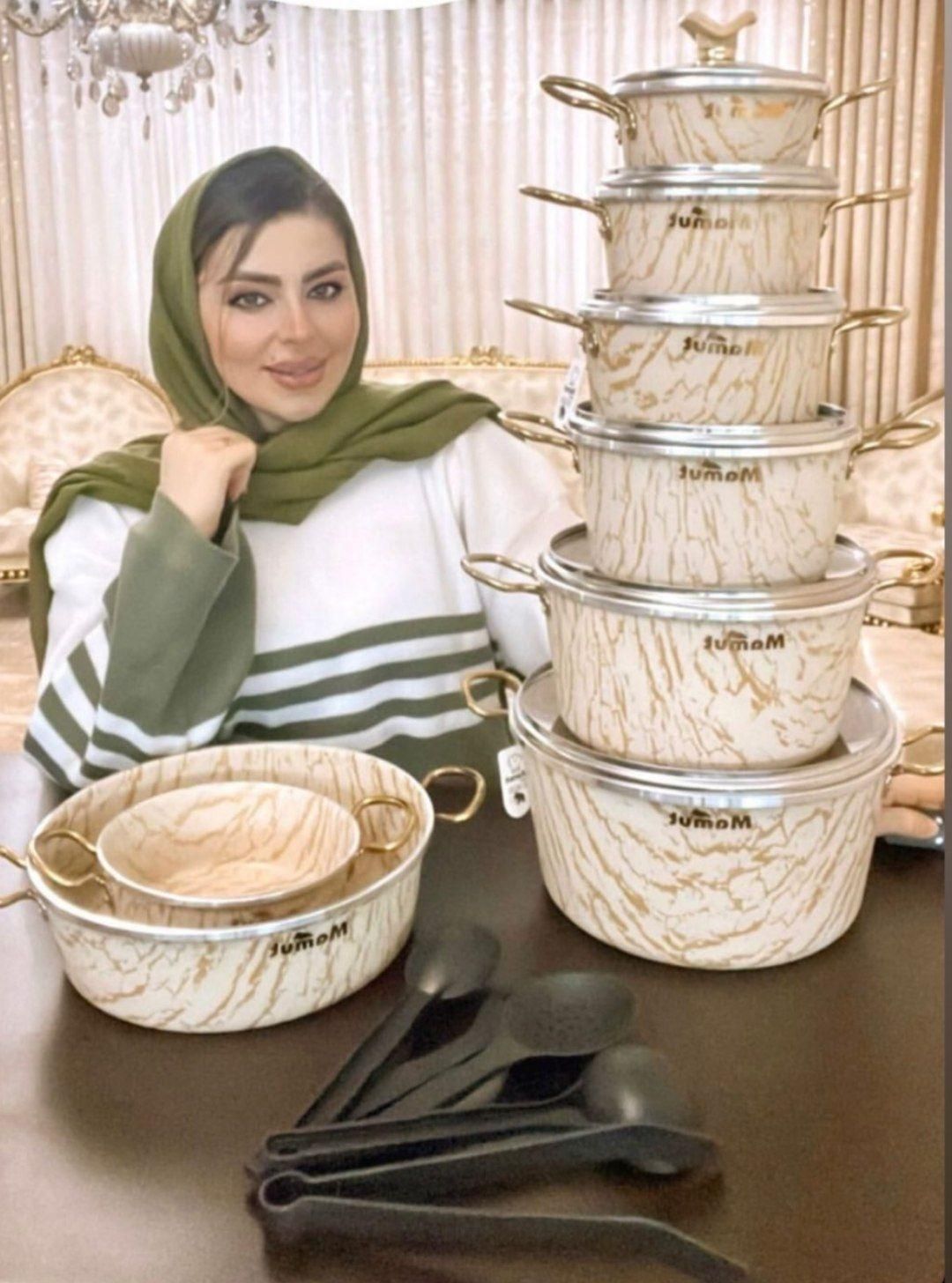 سرویس قابلمه ۲۱ پارچه ماموت طرح سنگ|ظروف پختوپز|مشهد, پورسینا|دیوار