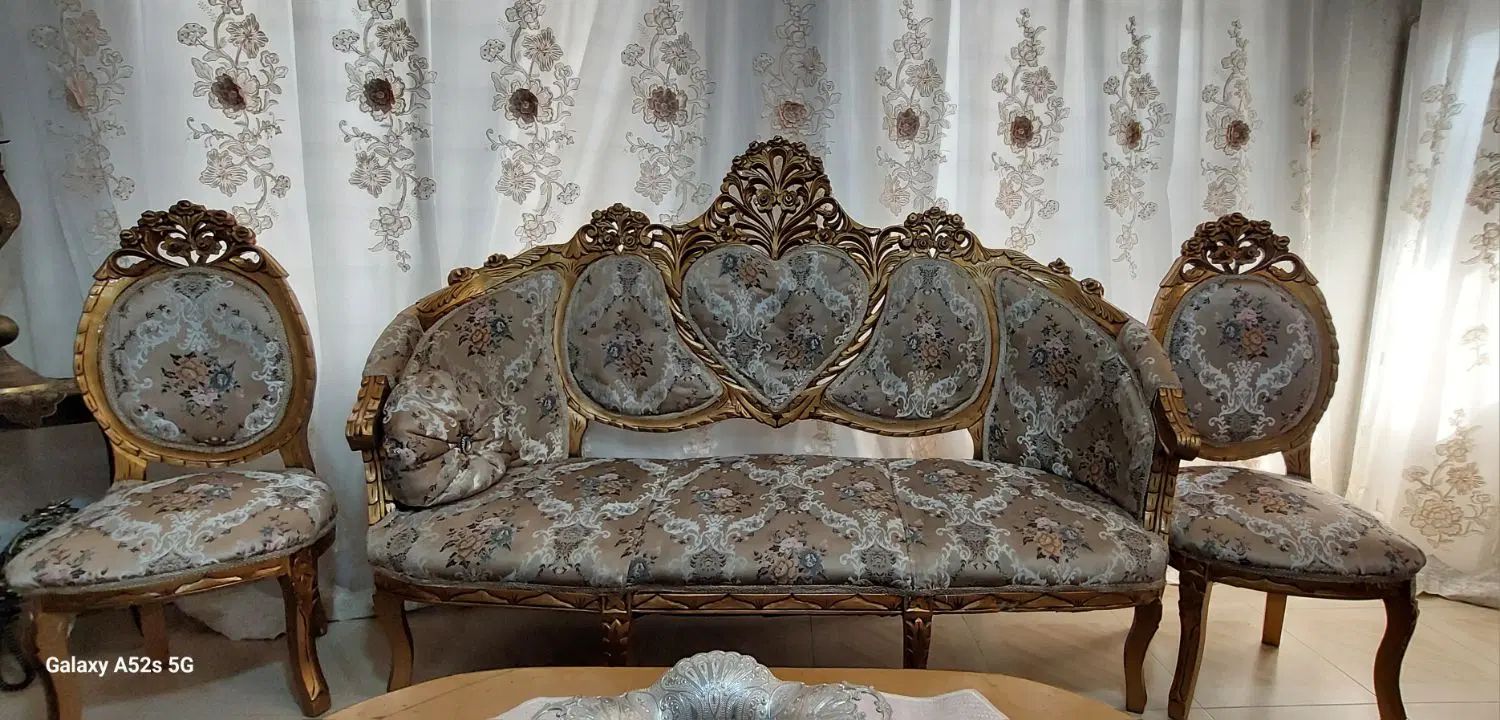 مبلمان  سلطنتی تمام چوب ۹ نفره همراه سه اصلی سالم|مبلمان خانگی و میز عسلی|اردبیل, |دیوار