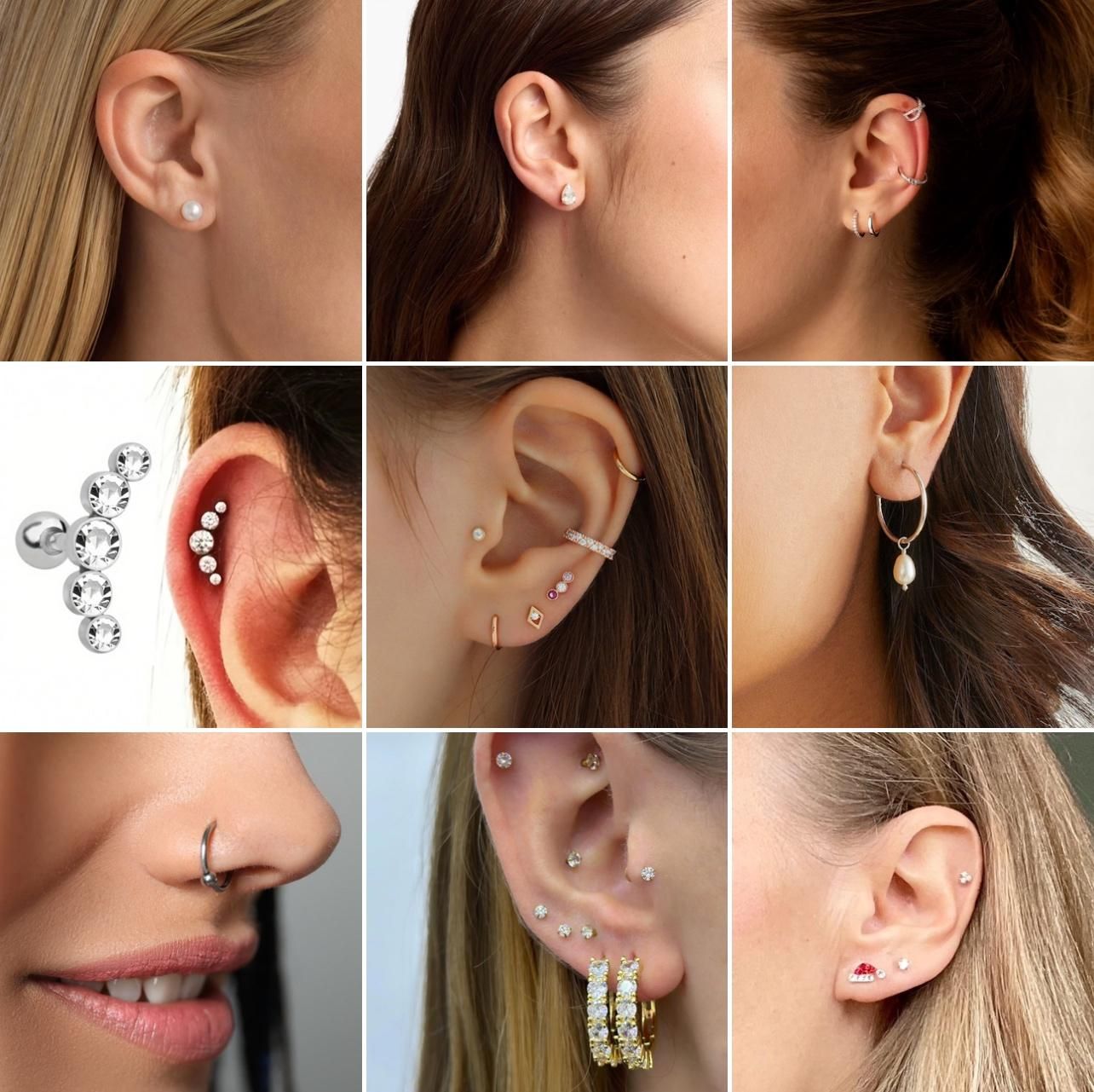 گوشوار کاف پیرسینگ گوش بینی لب نقره مروارید الماس|جواهرات|رشت, بازار|دیوار