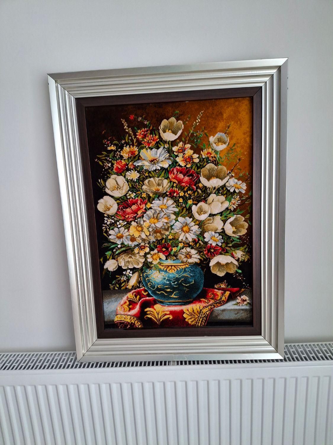 تابلو فرش طرح گل وگلدان|تابلو فرش|کرمانشاه, |دیوار