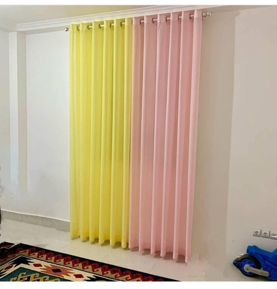 پرده پانج آماده صورتی و همه رنگ|پرده، رانر، رومیزی|مشهد, آزادشهر|دیوار