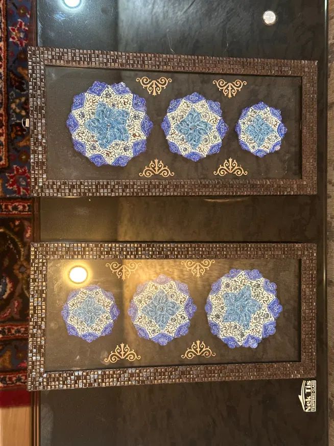تابلو ( قاب ) میناکاری سه بشقاب|تابلو، نقاشی، عکس|مشهد, فرهنگ|دیوار
