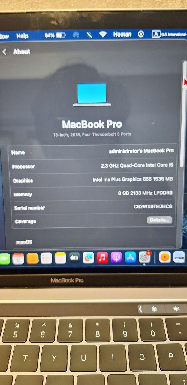 لپ‌تاپ مک بوک پرو ۲۰۱۸ Macbook Pro 2018 - 13.3inch|رایانه همراه|تبریز, |دیوار