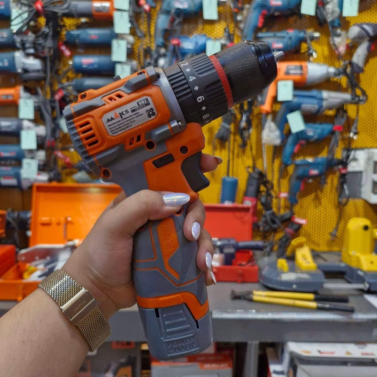 دریل شارژی براشلس 16.8 ولت مکس MAKS مدل DB2|ماشینآلات صنعتی|مشهد, کوشش|دیوار