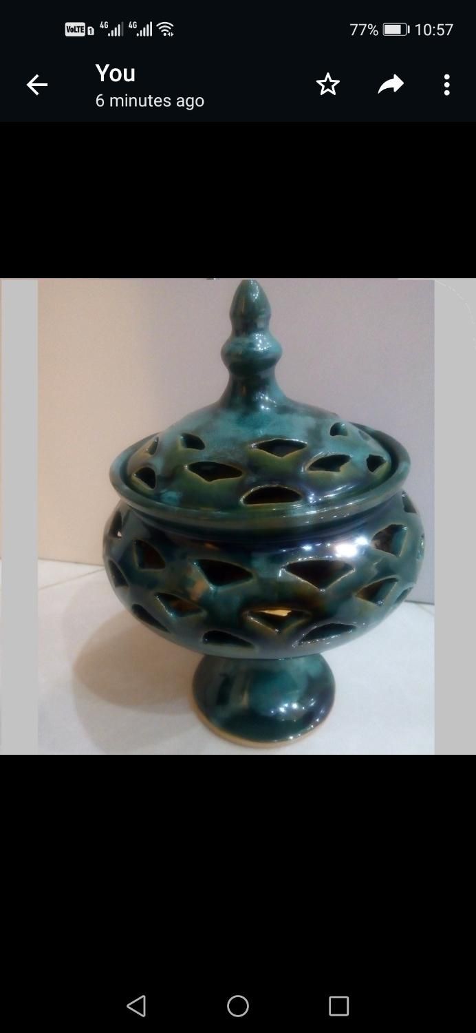صنایع دستی ظرف سفالی پایه دار با درب|صنایع دستی و سایر لوازم تزئینی|شیراز, زرگری|دیوار
