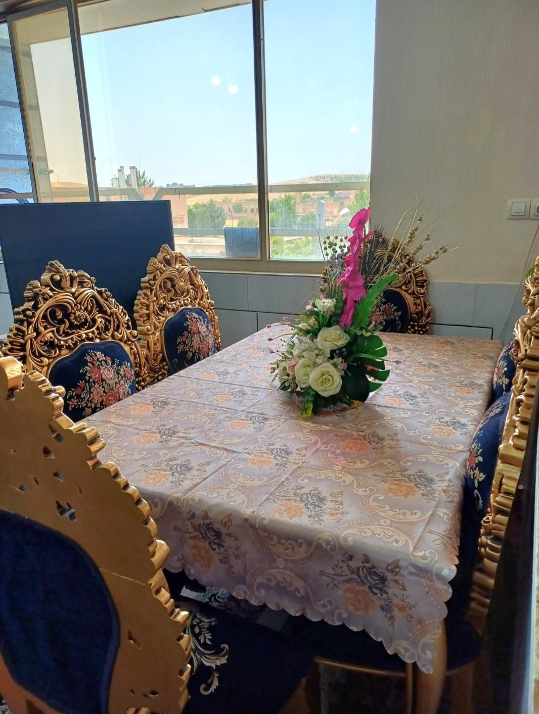 میزغذاخوری۶نفره چوب راش نماکاری زیبا|میز و صندلی غذاخوری|ازنا, |دیوار
