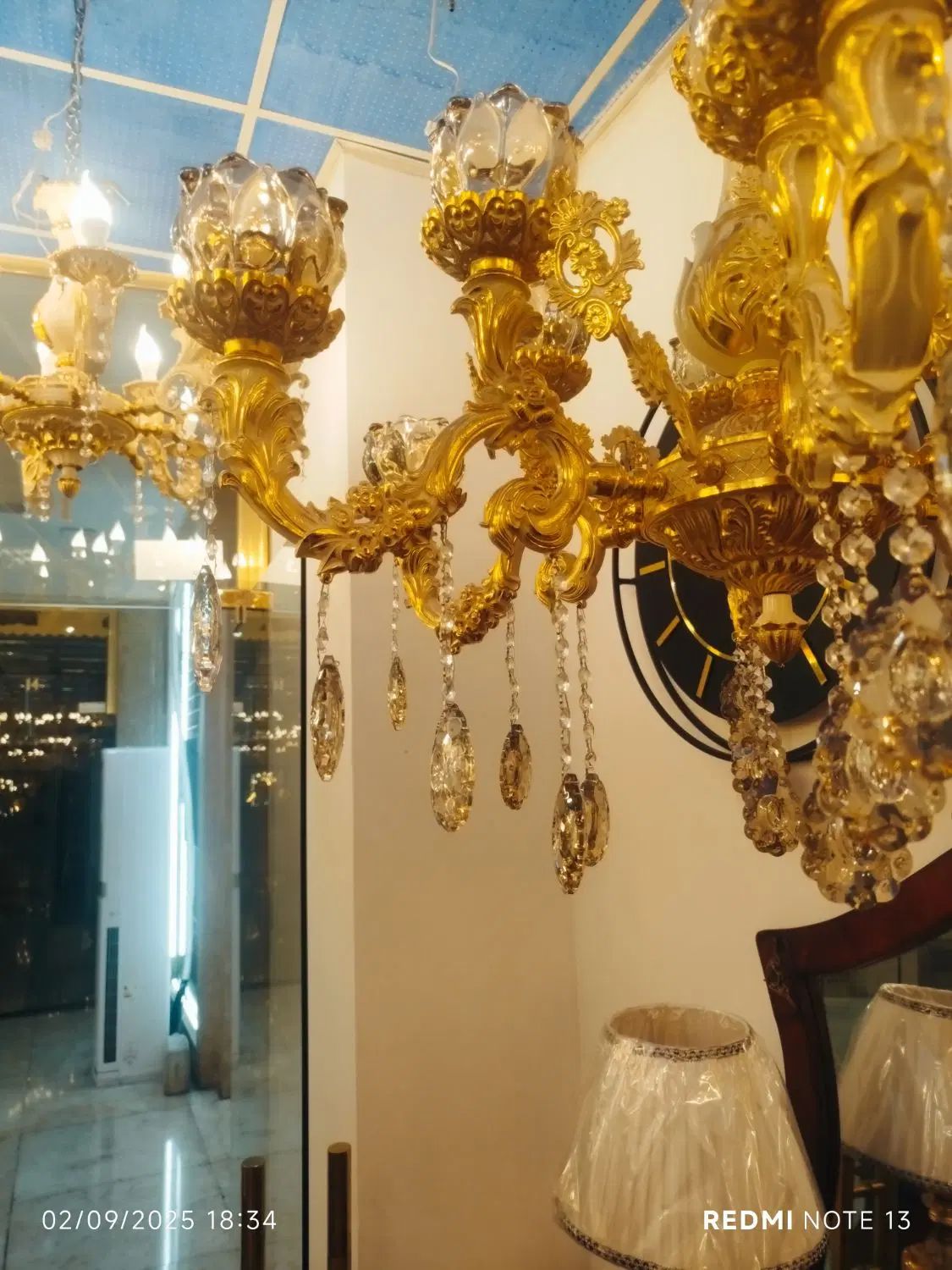 شیش شاخه لوستر طلا سفید|لوستر و چراغ آویز|تبریز, |دیوار