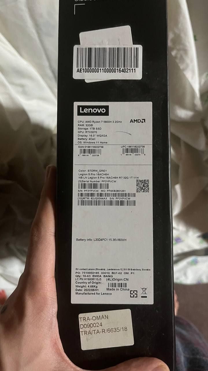 لبتاپ Lenovo Legion 5 Pro 16ACH6H Custom|رایانه همراه|تهران, جردن|دیوار