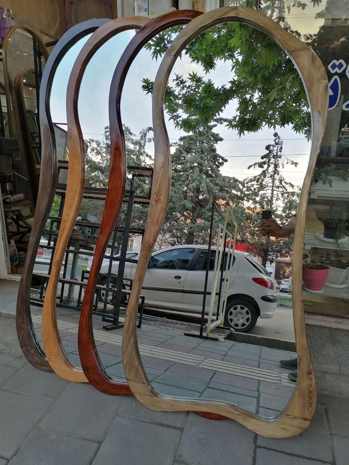 آینه فریم دار چوبی دفرمه راش کد38|آینه|ارومیه, |دیوار