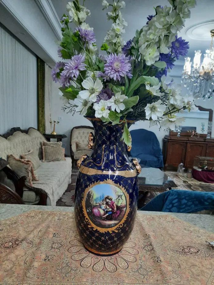 گلدان سرمه ای طلاکوب لیلی و مجنون|صنایع دستی و سایر لوازم تزئینی|تهران, استخر|دیوار