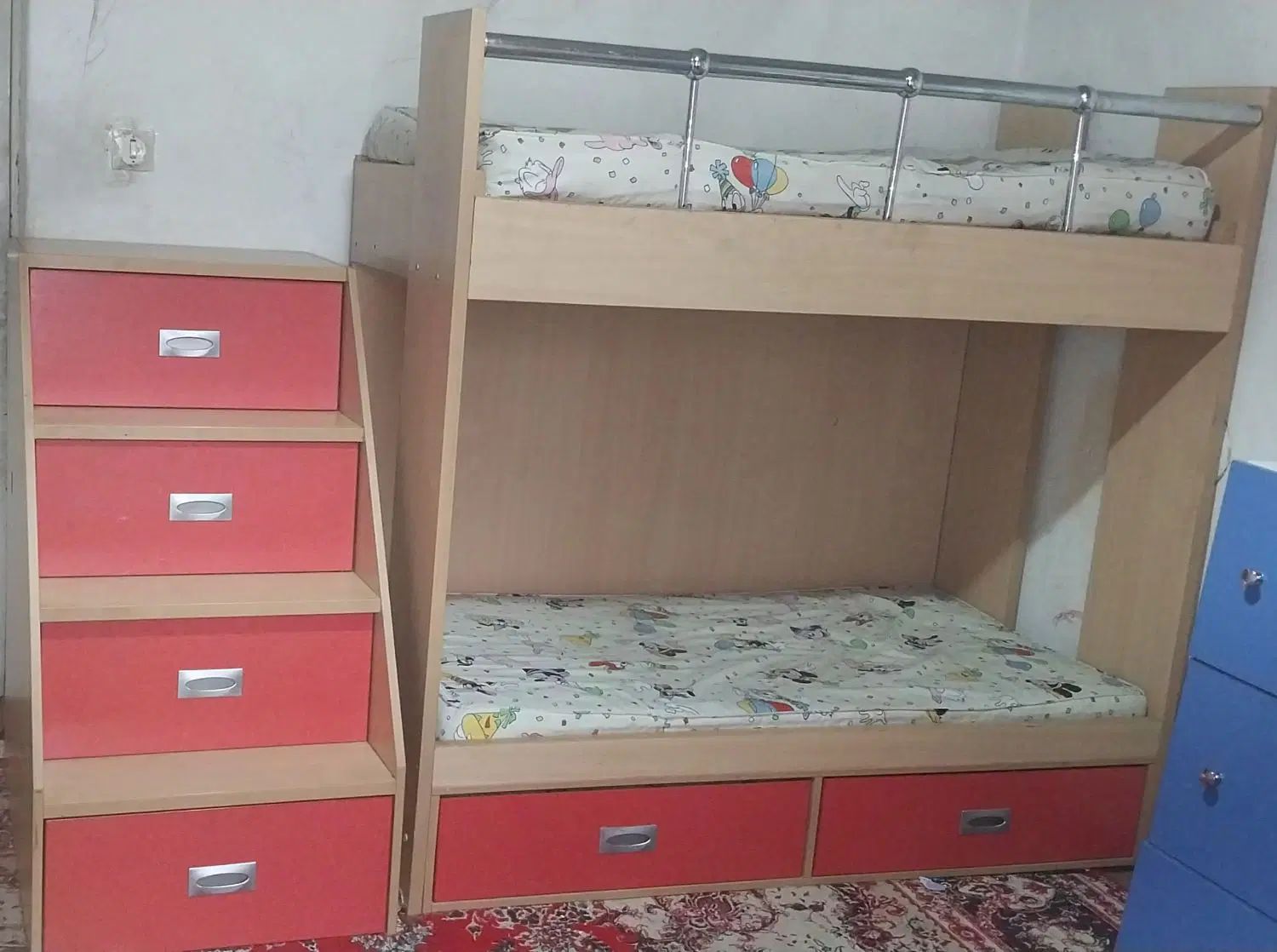 تخت دوطبقه کودک تمام ام دی اف همراه با خوشخواب|تخت و سرویس خواب|شیراز, منطقه هوایی شهید دوران|دیوار
