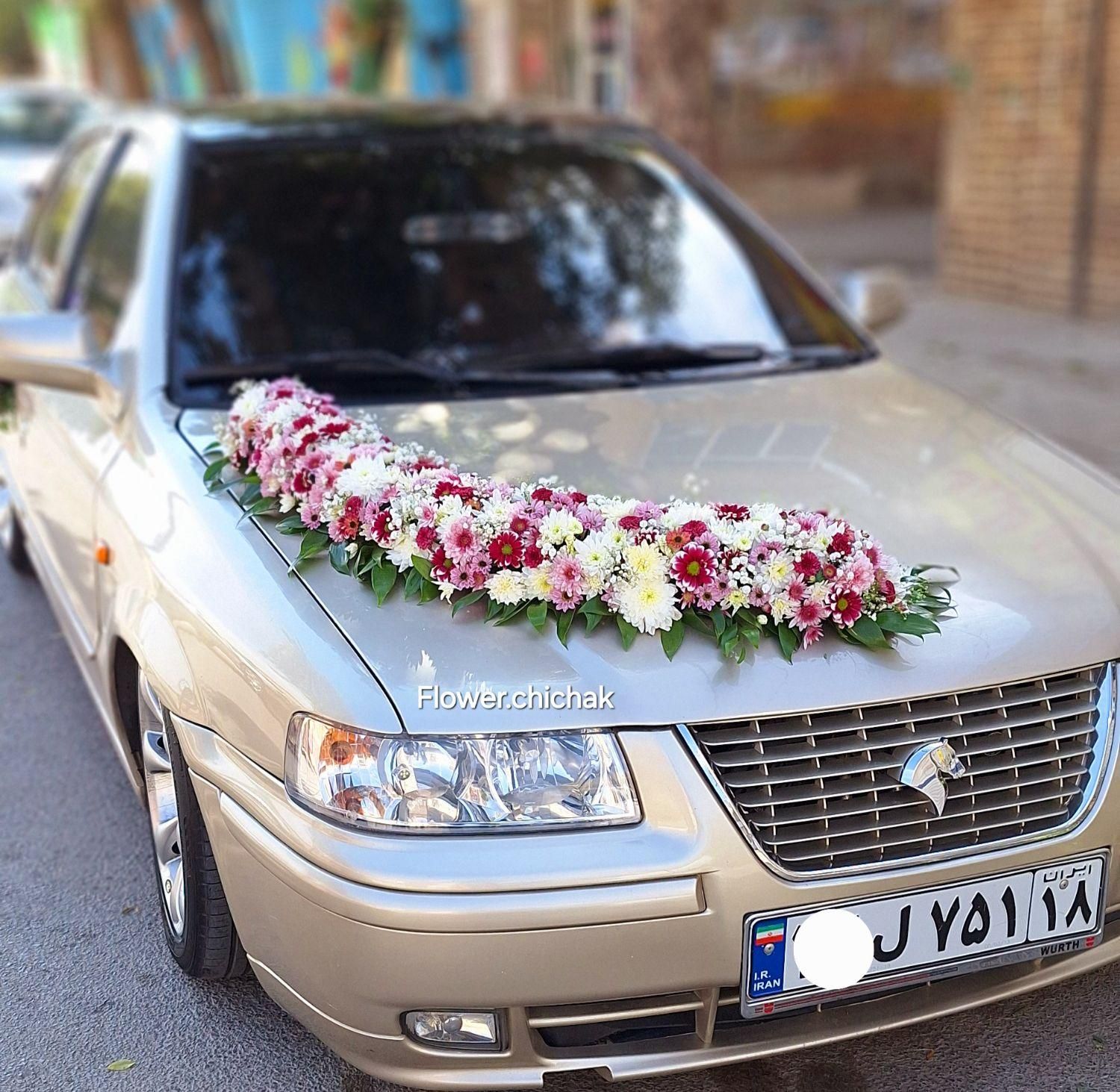 ماشین عروس و تاج گل|گل مصنوعی|بهار, |دیوار