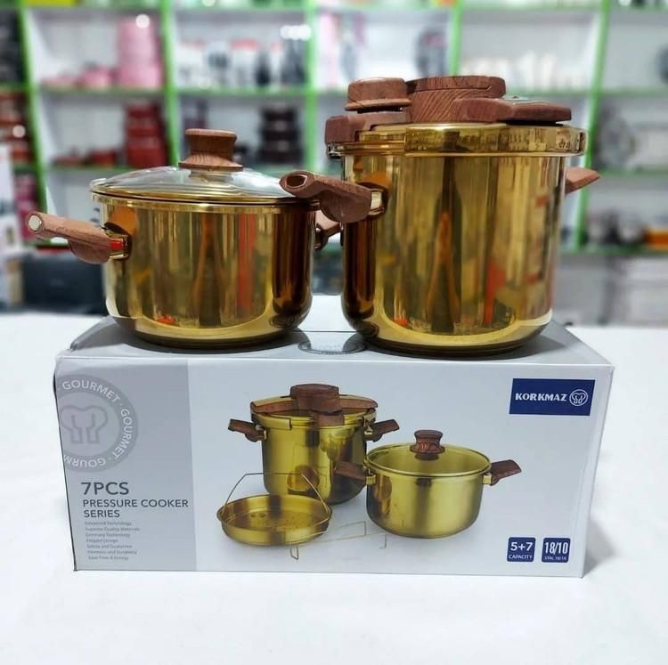زودپز کرکماز دو قلو استیل طلایی 5/7 لیتر|ظروف پخت‌وپز|فردیس, منظریه|دیوار