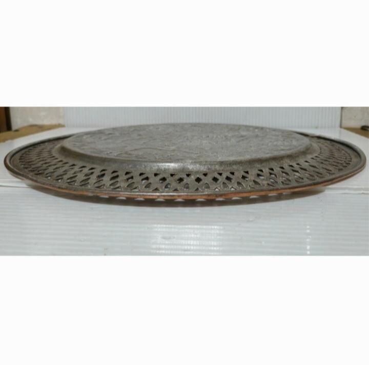 سینی دیوار کوب قدیمی مسی قلمزنی شده|کلکسیون اشیاء عتیقه|اردبیل, |دیوار